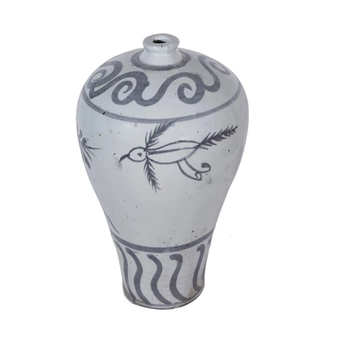 Vintage White Flying Bird Plum Vase Tall