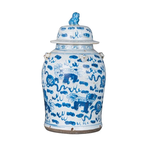 Vintage Temple Jar Lion Motif - 2 Sizes