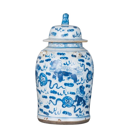Vintage Temple Jar Lion Motif - 2 Sizes