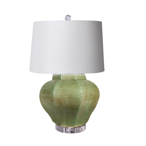 Lamp Celadon Crackle Octagonal Jar