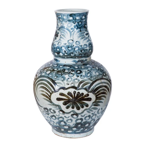 Indigo Sea Flower Gourd  Vase