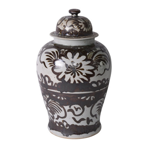 Rusty Brown Silla Flower Temple Jar - 2 Sizes