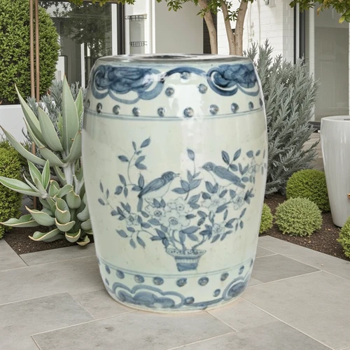 Barclay Butera Couture Blue & White.. Porcelain Garden Stool English Garden