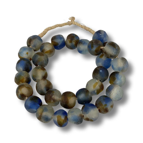Vintage Sea Glass Beads 0.75 Dia - Vintage Blue