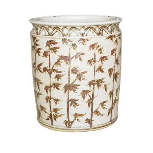 Barclay Butera Couture Graceful ..Bamboo Brown & White Porcelain Planter