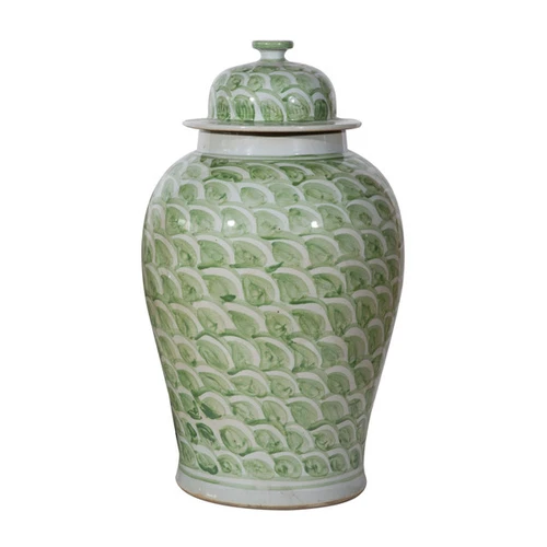 Mint Green Fish Scale Temple Jar Large