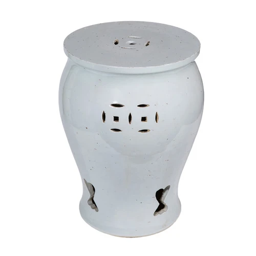 Rustic White Drum Garden Stool - 2 Sizes