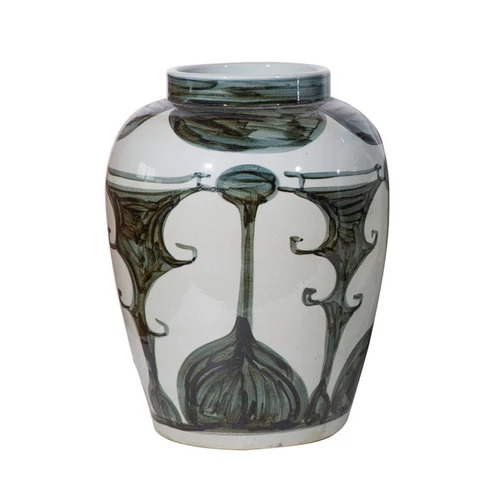 Blue And White Abstract Painting Jar - Small