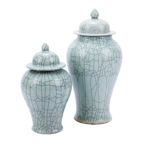 Crackled Celadon Temple Jar - 3 sizes