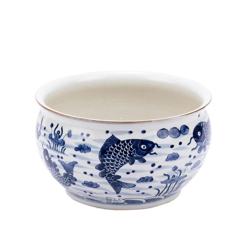 Blue & White Fish Motif Orchid Bowl