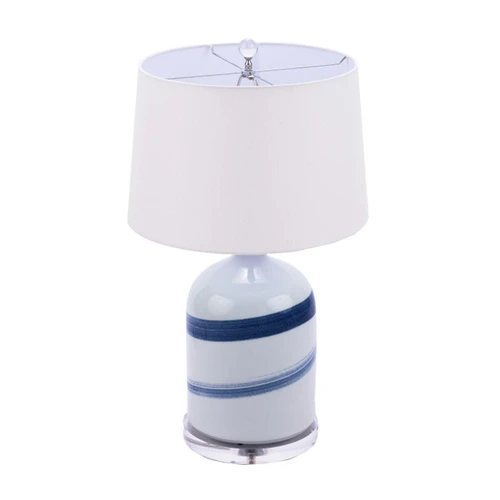Blue and White Brushstroke Spin Table Lamp