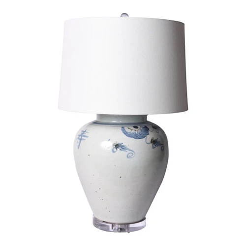 Blue & White Silla Longevity Wide Mouth Porcelain Jar Lamp