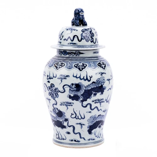 Blue & White Temple Jar Foo Dog