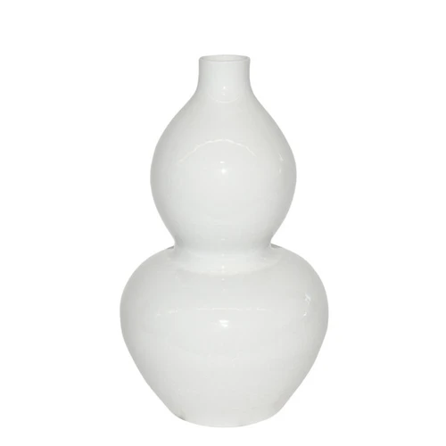 Large White Carved Dragon Gourd Vase