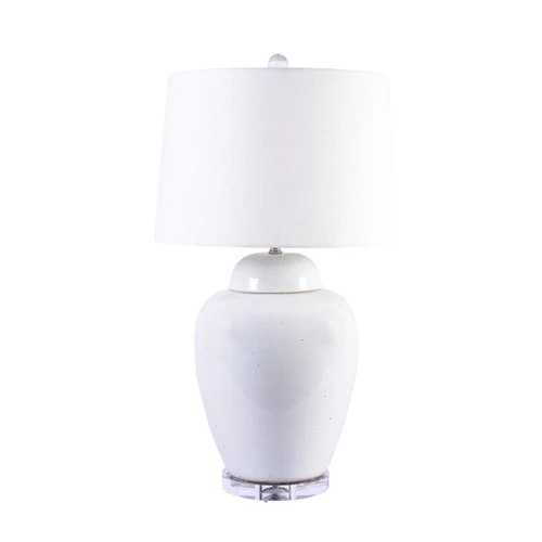 Busan White Lidded Porcelain Jar Tall Lamp