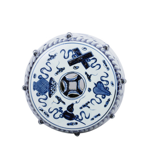 Blue & White Garden Stool 8 Immortals Motif