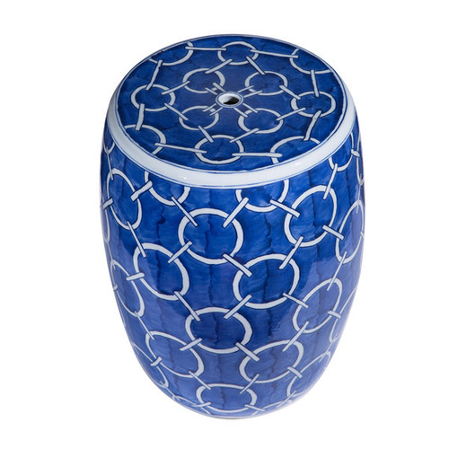 Indigo Blue Circle Porcelain Garden Stool