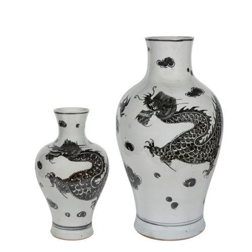 Porcelain Black Dragon Fairy Vase - 2 Sizes