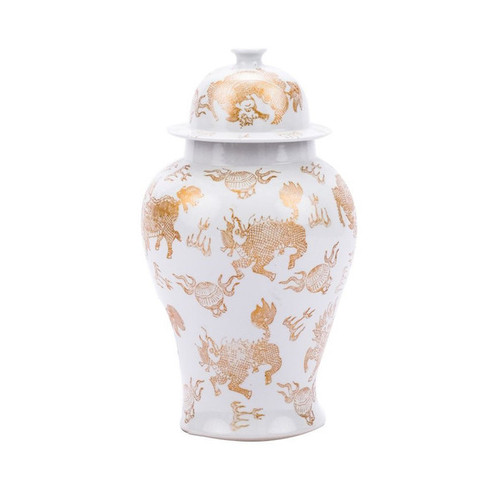 White Temple Jar Gold Kylin - 18H