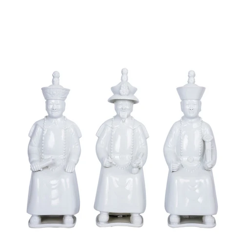 White Porcelain Sitting Qing Emperors of 3 Generations - Set