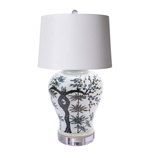 Indigo Twisted Plum Bamboo Jar Lamp