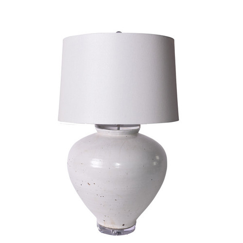 Table Lamp With Large White Crackle Cone Shaped Jar