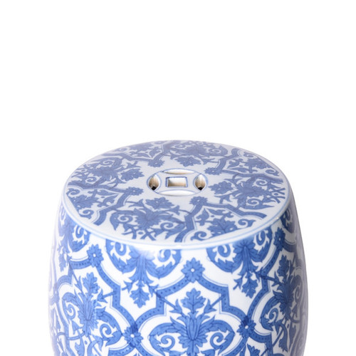 Blue And White Paris Floral Garden Stool