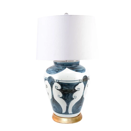Blue And White Abstract Painting Jar Table Lamp