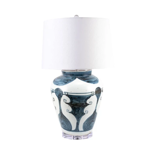 Blue And White Abstract Painting Jar Table Lamp