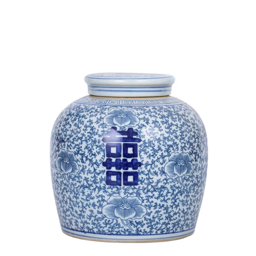 Blue And White Ming Jar Double Happiness