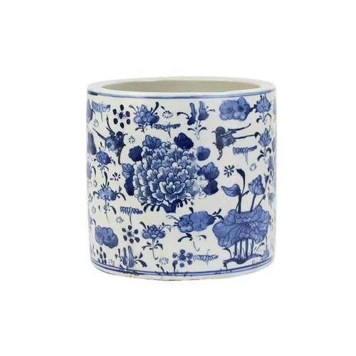 Blue And White Orchid Pot Swallow Flower Motif
