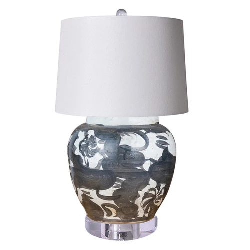 Black Twisted Flower Open Top Jar  Lamp
