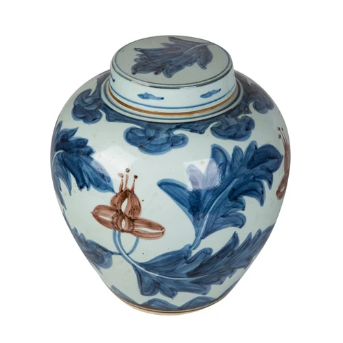 Underglaze Red Leaf Ming Jar