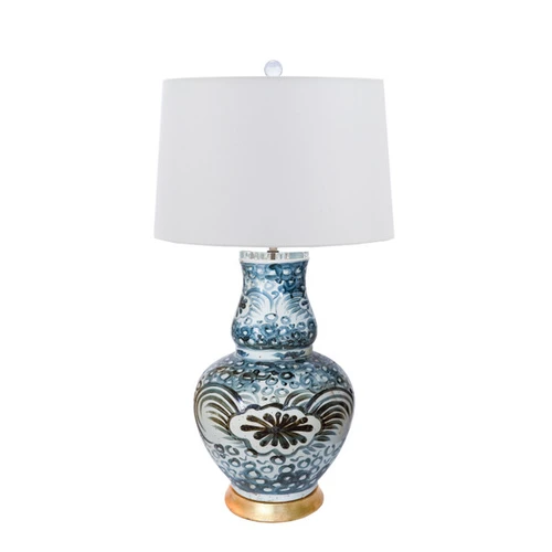 Indigo Sea Flower Gourd  Vase Lamp Acrylic Base