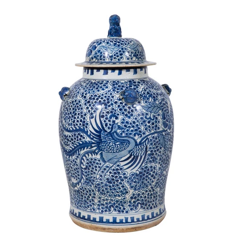 Rustic Phoenix Flower Temple Jar