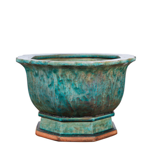 Speckled Green Hexagonal Planter