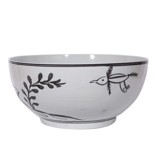 Vintage White Crackle Flying Bird Bowl