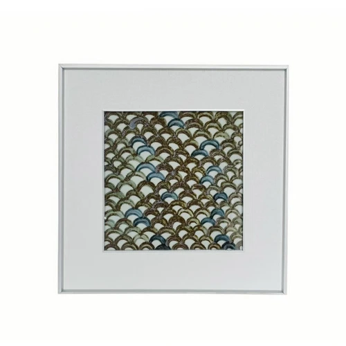 Handpainted Blue & White Porcelain Tile Aluminum Frame Dragon Scales