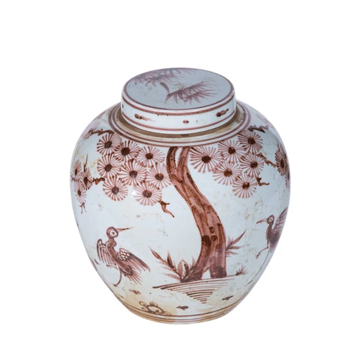 Moka Melon Jar Pine Crane Motif
