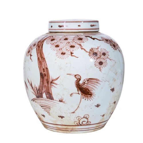 Moka Melon Jar Pine Crane Motif