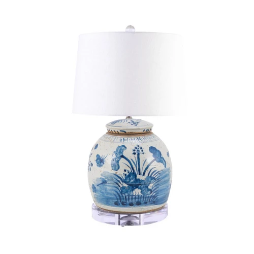 Vintage Ming Jar Lamp Plum Lily Pads / Plum Blossom - 2 Sizes