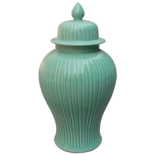 Celadon Bamboo Temple Jar