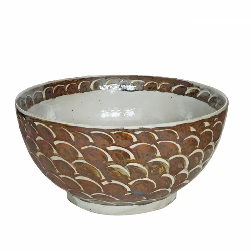 Rustic Brown Sea Wave Porcelain Bowl