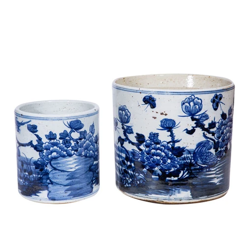 Dynasty Orchid Pot Bird Floral Motif - 2 Sizes