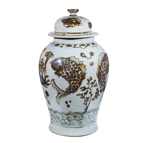 Rusty Brown Fish Temple Jar