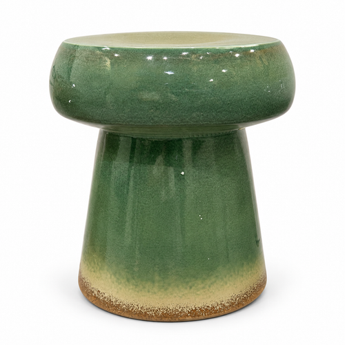 Coastal Green Mushroom Porcelain Garden Stool