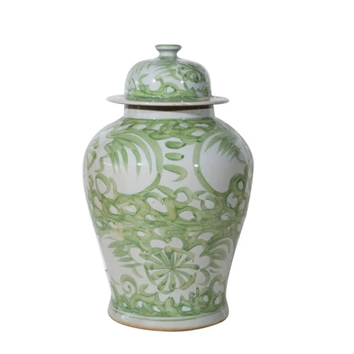 Spring Green Sea Flower Temple Jar Large