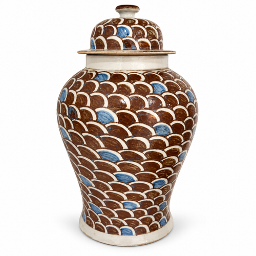 Rusty Brown Dragon Scale Temple Jar Large
