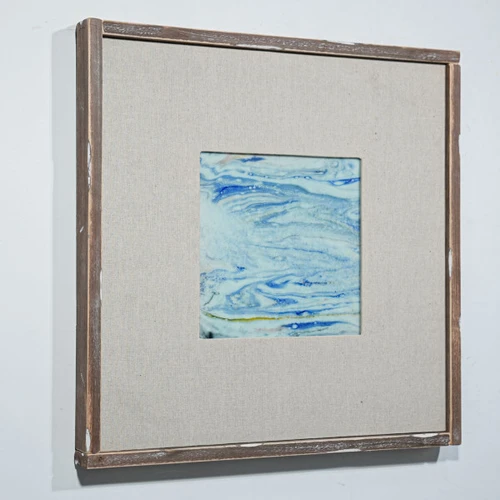 Handmade Porcelain Tile Reaction Glaze Mistic Ocean - Framed /12F02