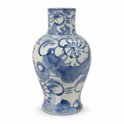 Blue & White Silla Flower Porcelain Kuanyin Vase